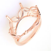 Art Deco Sterling Silver Semi Mount Ring Setting Marquise MQ 26x15mm Syzjewelry