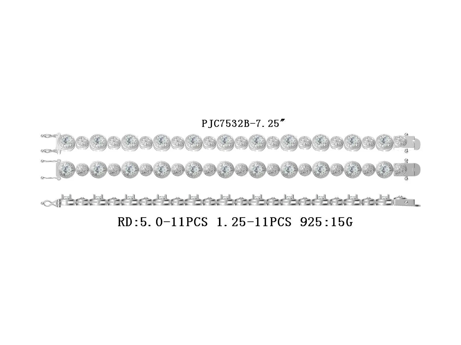 Sterling Silver Semi Mount Bracelet Setting Round RD 5x5mm DHJ