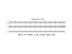 Sterling Silver Semi Mount Bracelet Setting Round RD 5x5mm DHJ