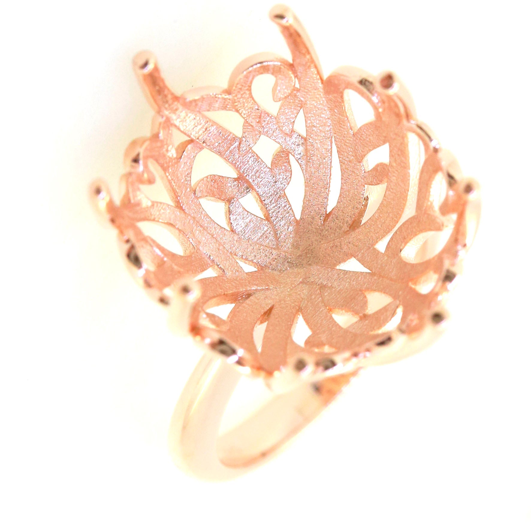 Art Deco Sterling Silver Semi Mount Ring Setting Round RD 20x20mm Syzjewelry