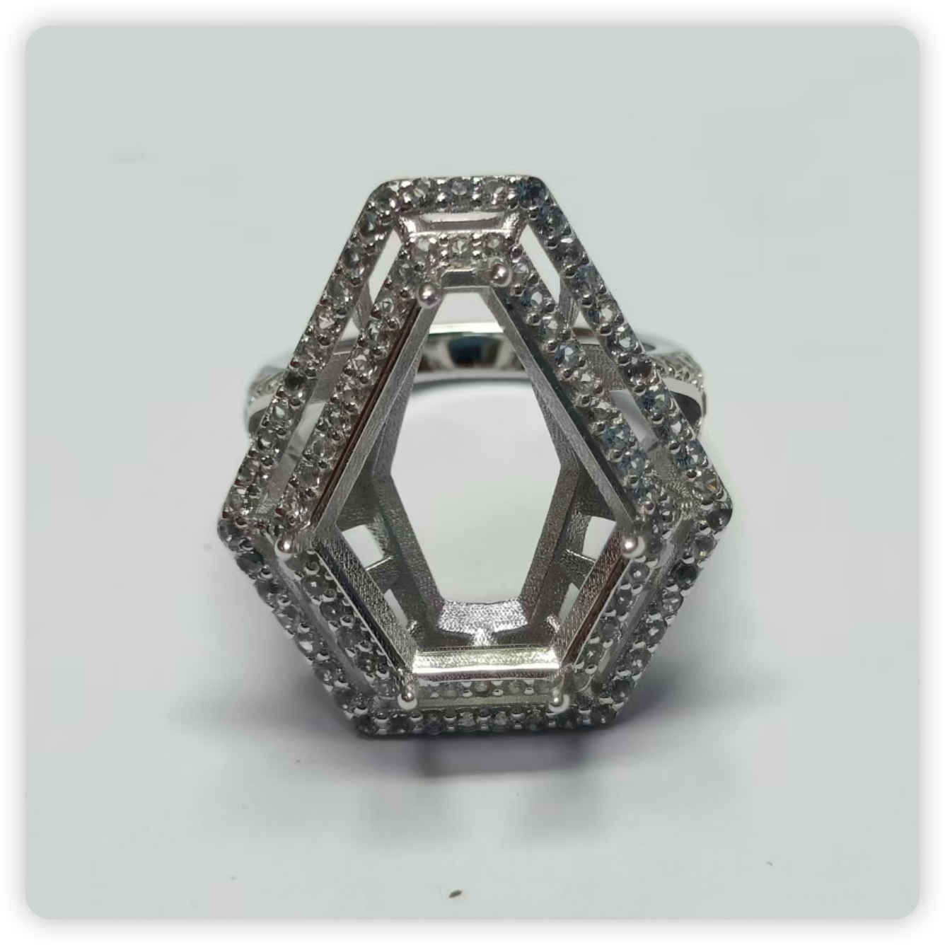 Sterling Silver Semi Mount Ring Setting 16.5x13.5x10.3mm Syzjewelry