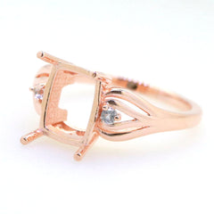 Art Deco Sterling Silver Semi Mount Ring Setting Cushion CU 10x8mm Syzjewelry