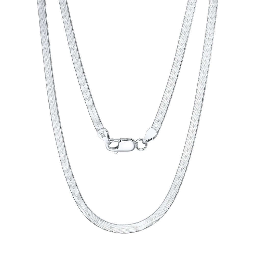 Elegant 3mm Sterling Silver Snake Bone Necklace with clasp, available in lengths from 16" to 24".