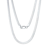 Elegant 3mm Sterling Silver Snake Bone Necklace with clasp, available in lengths from 16" to 24".