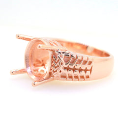 Art Deco Sterling Silver Semi Mount Ring Setting Round RD 13x13mm Syzjewelry