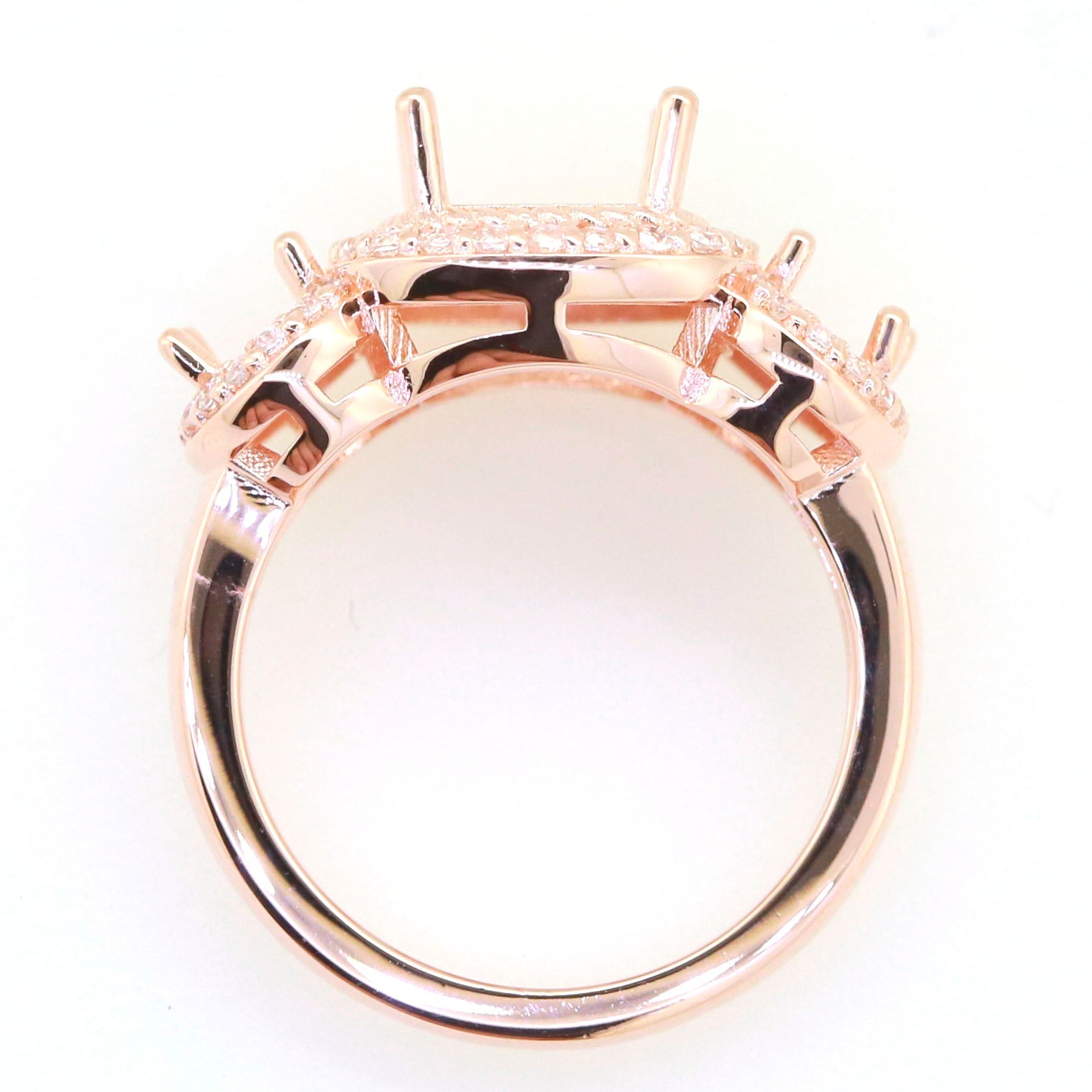 Art Deco Sterling Silver Semi Mount Ring Setting CU Cushion 8x8mm Syzjewelry