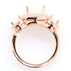 Art Deco Sterling Silver Semi Mount Ring Setting CU Cushion 8x8mm Syzjewelry