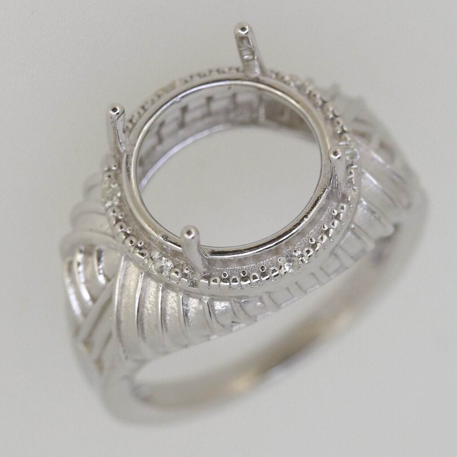 Vintage Style Sterling Silver Semi Mount Ring Setting Round RD 12x12mm L532R532W - Syzjewelry