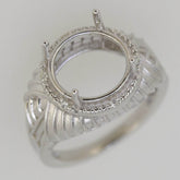 Vintage Style Sterling Silver Semi Mount Ring Setting Round RD 12x12mm L532R532W - Syzjewelry