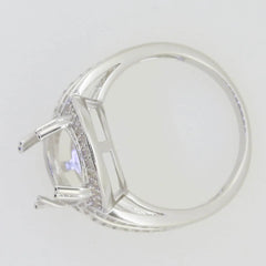 Sterling Silver Semi Mount Ring Setting Oval OV 14x10mm Halo Split Sha - Syzjewelry