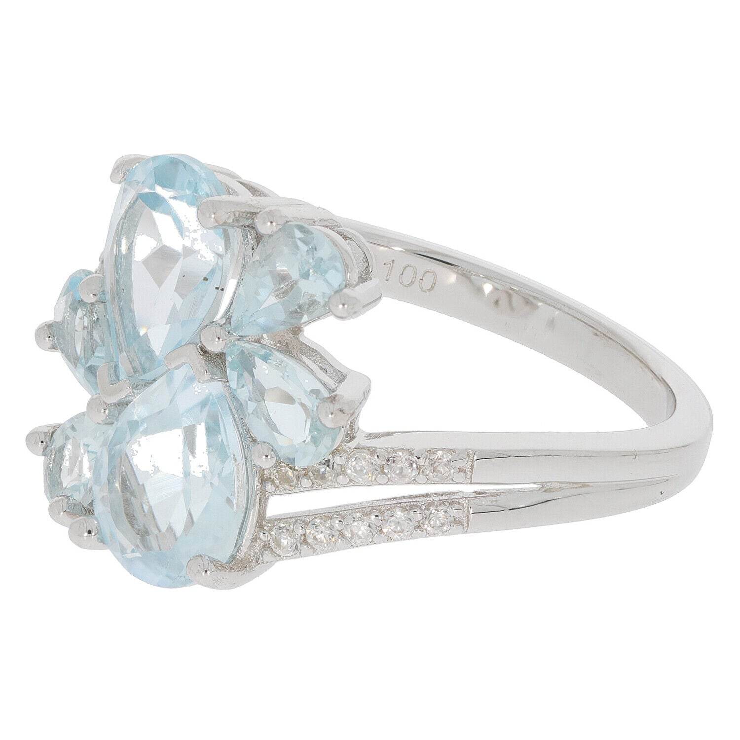 Sterling Silver Semi Mount Ring Setting Pear PE 8X6mm PE 5x3mm Bypass Cluster Ring - Syzjewelry