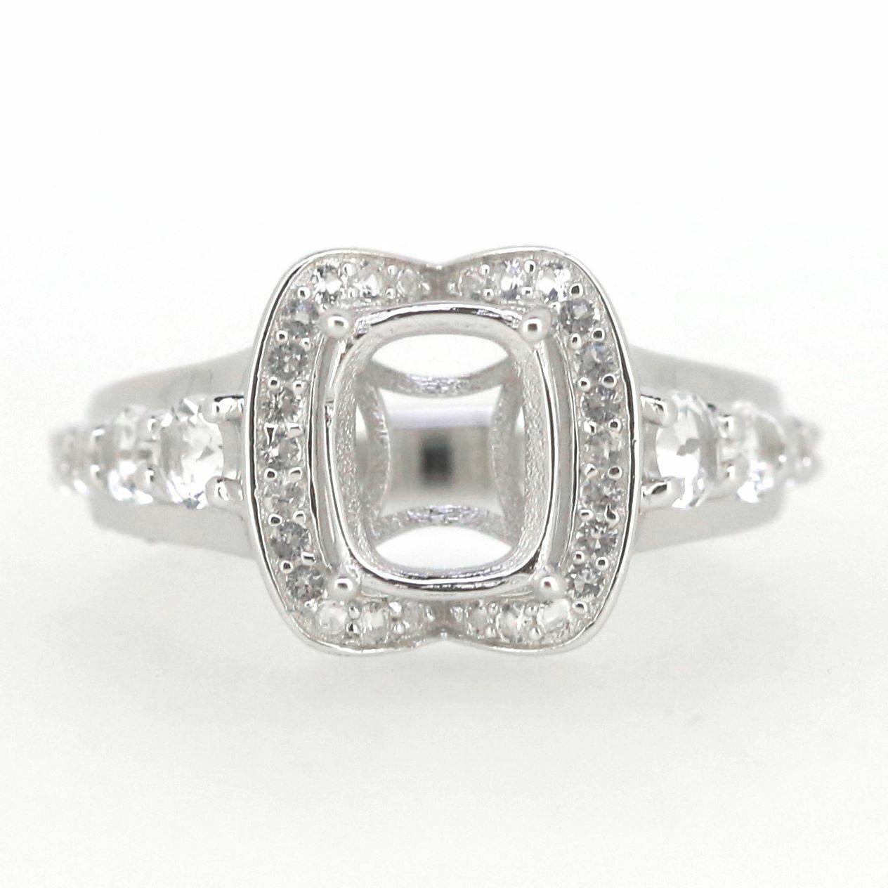 14K White Gold Semi Mount Ring Setting Cushion CU 9X7mm DK20962R14KW - Syzjewelry