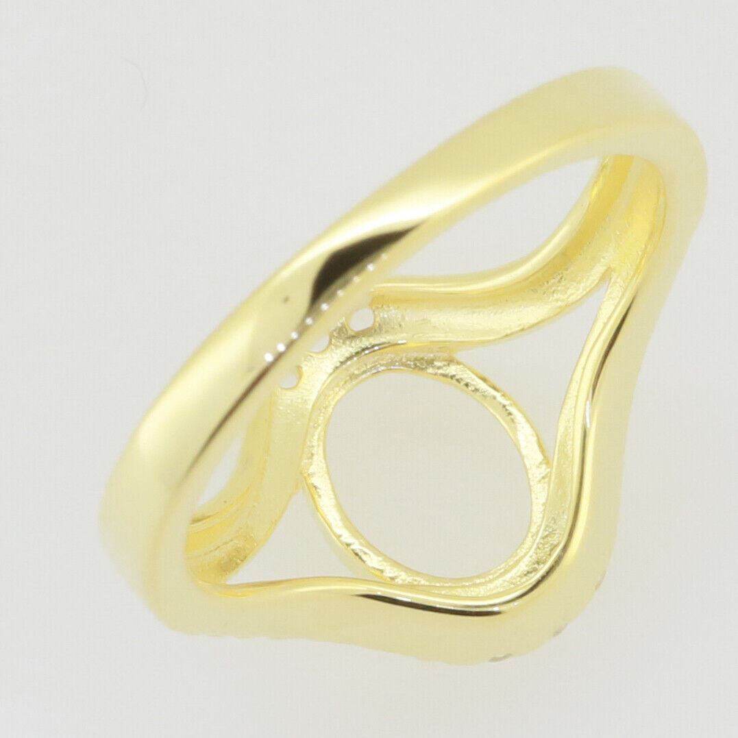 14K Yellow Gold & Diamond Semi Mount Ring Setting Oval OV 9x7mm - Syzjewelry