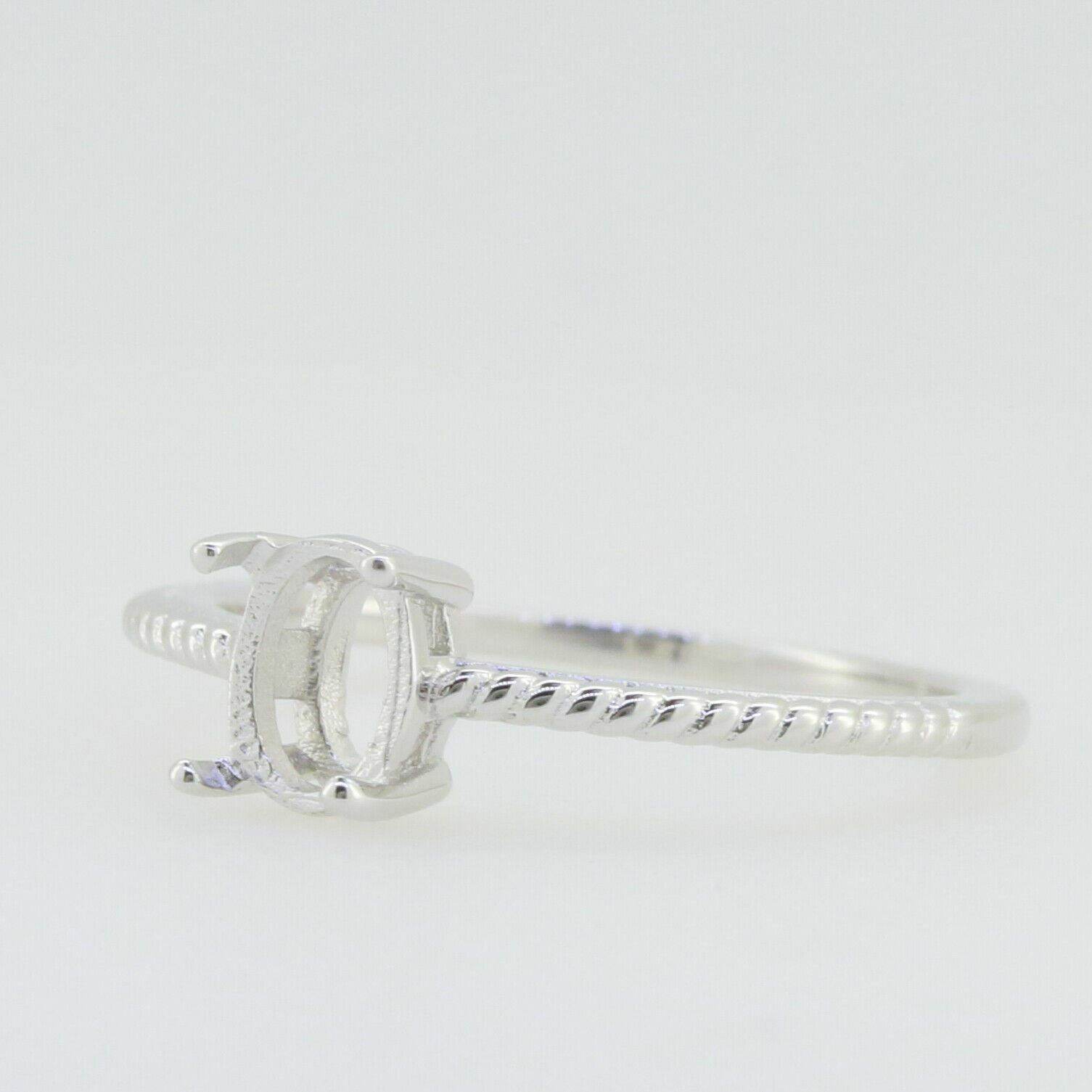 Delicate Sterling Silver Semi Mount Ring Setting OV 7x5mm Solitaire Wh - Syzjewelry