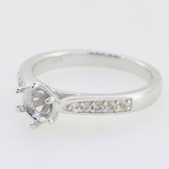 Sterling Silver Semi Mount Ring Setting Round RD 6x6 mm solitaire Whit - Syzjewelry