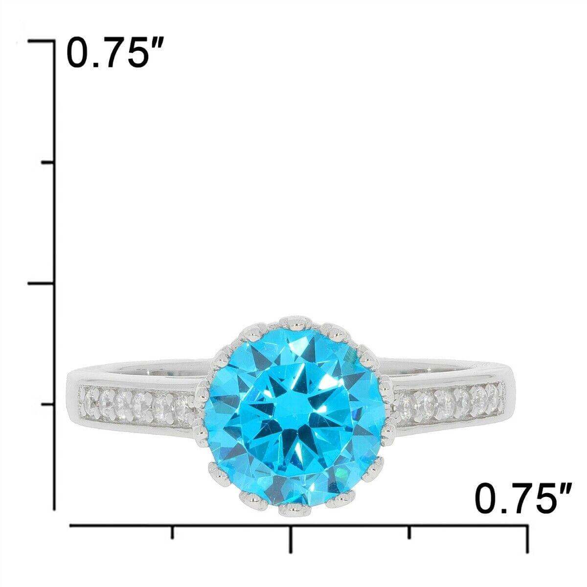 Sterling Silver Semi Mount Ring Setting RD 8x8mm W/ White Topaz White - Syzjewelry