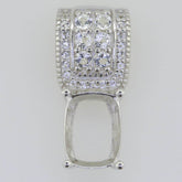 Sterling Silver Semi Mount Pendant Setting Cushion CU 9x7mm White Topa PJC22 - Syzjewelry
