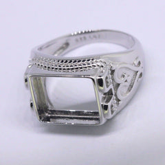 Men's Ring Settings Sterling Silver Ring Mounting Emerald OCT 12x10mm - Syzjewelry