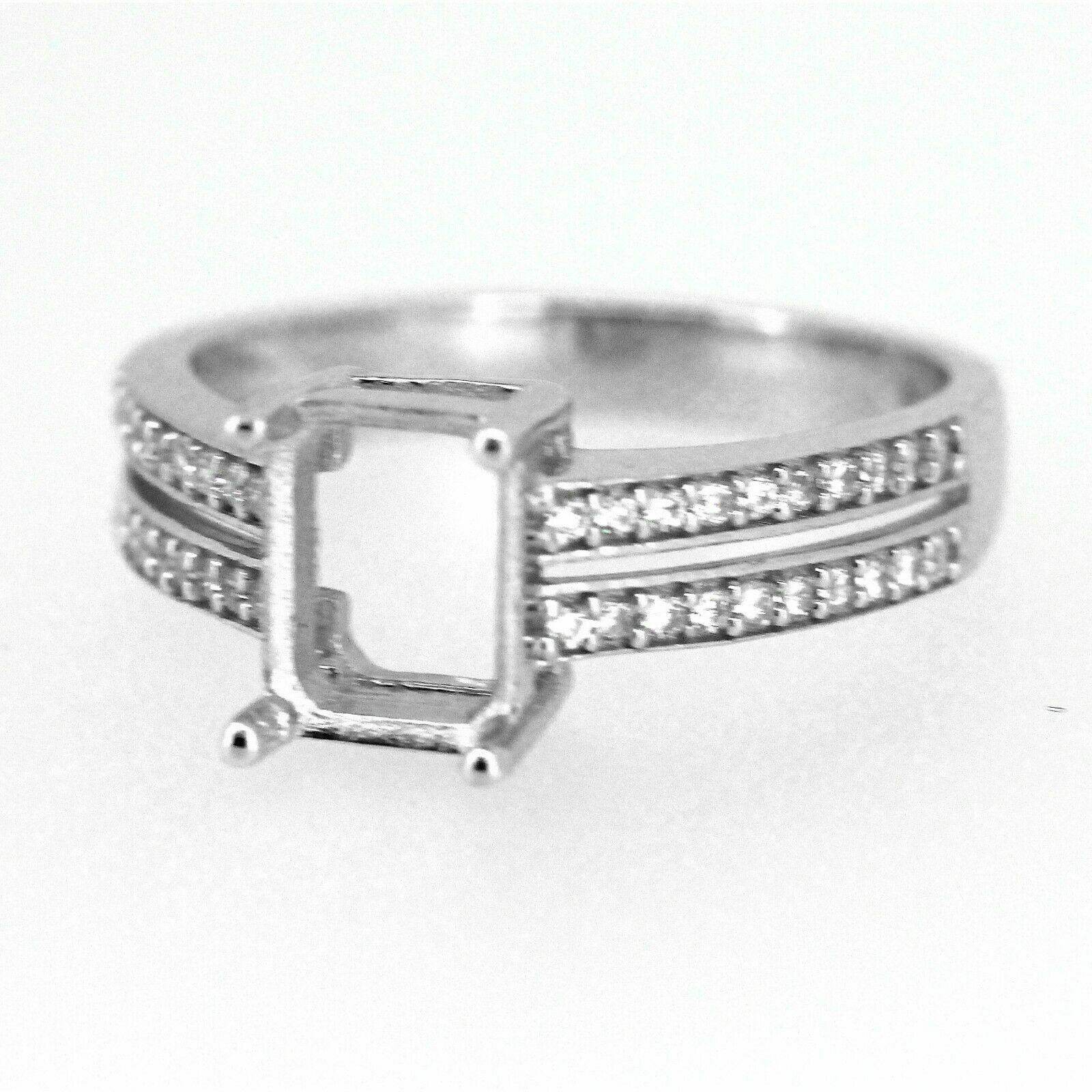 Sterling Silver Semi Mount Ring Setting Oct 7x5mm White Topaz Split Shank L273R2 - Syzjewelry