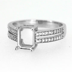 Sterling Silver Semi Mount Ring Setting Oct 7x5mm White Topaz Split Shank L273R2 - Syzjewelry