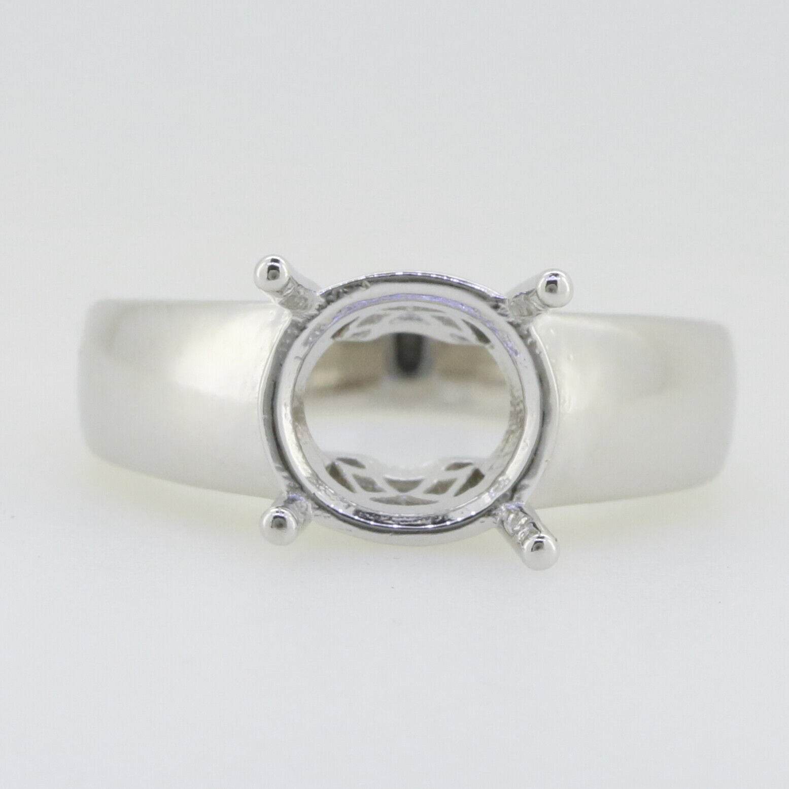 Men's Sterling Silver Semi Mount Ring Setting Round RD 10x10mm - Syzjewelry