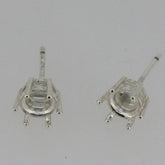 Sterling Silver Semi Mount Earrings Setting RD 6x6mm Stud 6 prongs White Topaz - Syzjewelry