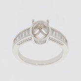 Sterling Silver Semi Mount Ring Setting Oval OV 10X8mm Baguette - Syzjewelry