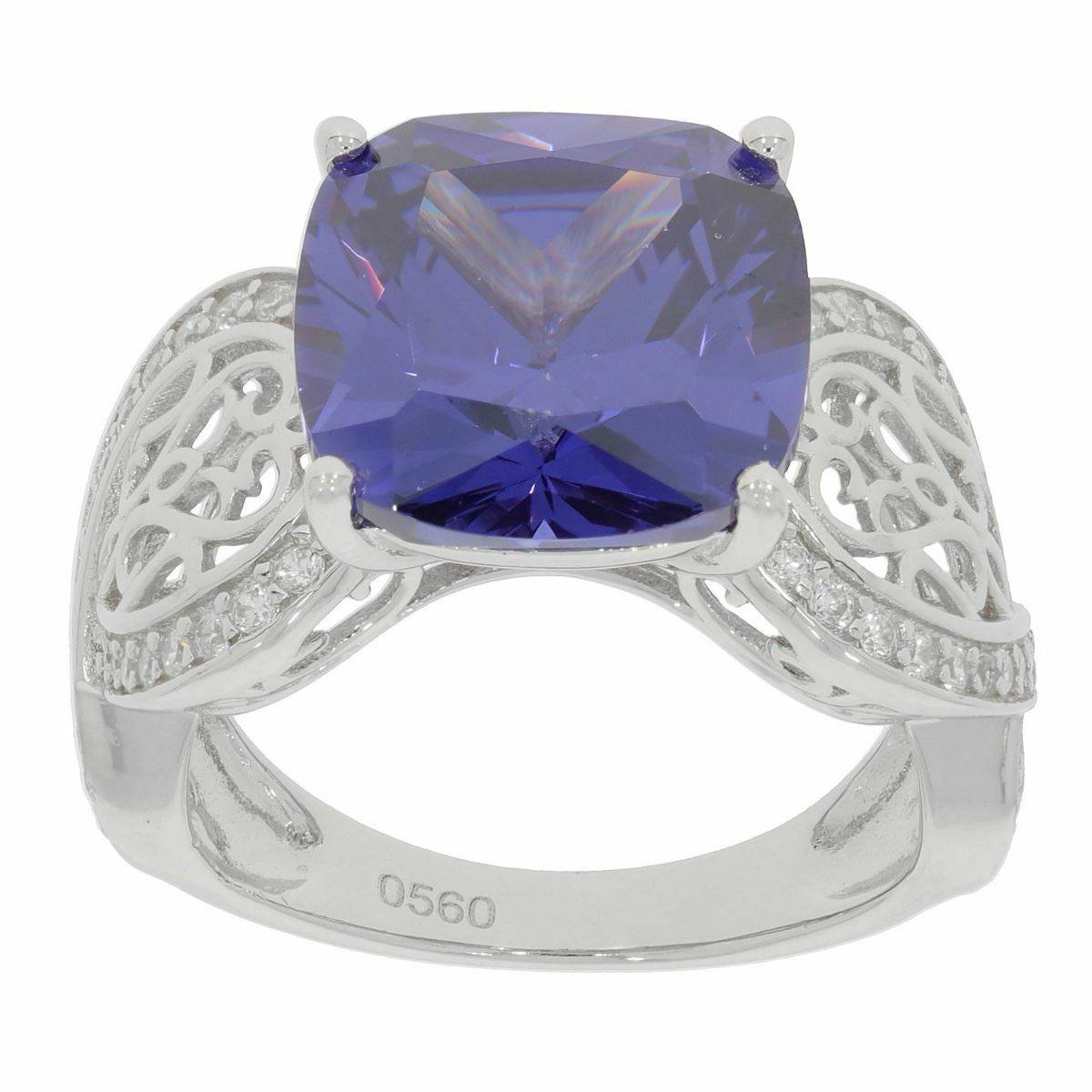 Sterling Silver Semi Mount Ring Setting Cush CU 12X12mm Moissanite - Syzjewelry