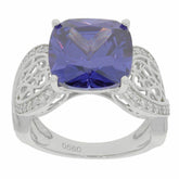 Sterling Silver Semi Mount Ring Setting Cush CU 12X12mm Moissanite - Syzjewelry