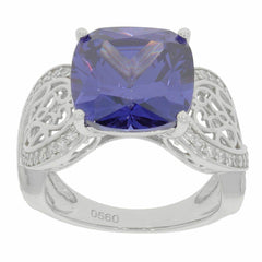 Sterling Silver Semi Mount Ring Setting Cush CU 12X12mm Moissanite - Syzjewelry