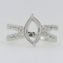 14K White Gold Semi Mount Ring Setting Marquise MQ 14X7mm GTL20267R14K - Syzjewelry