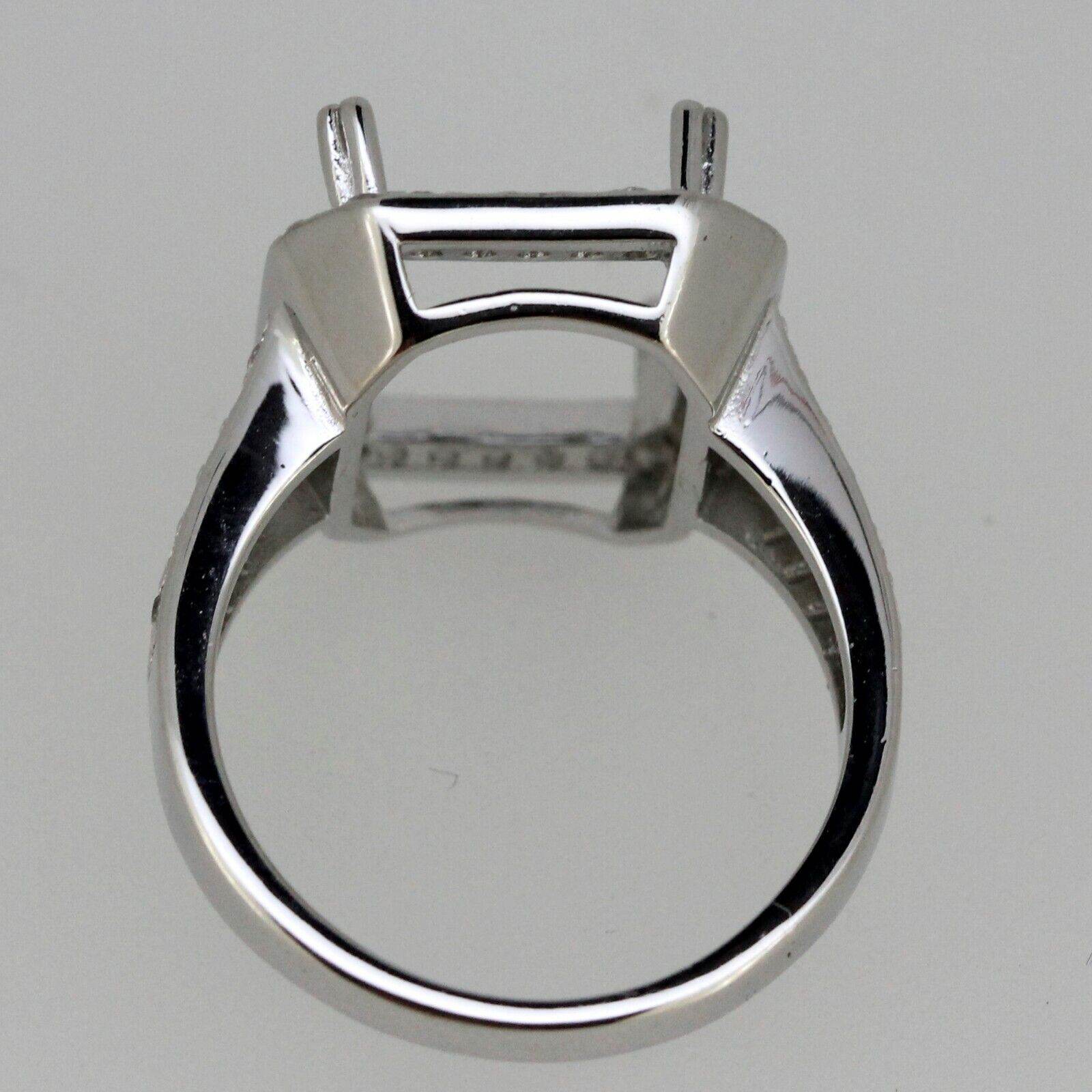 Sterling Silver Semi Mount Ring Setting Emerald OCT 12x10mm Halo White Topaz - Syzjewelry