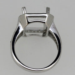 Sterling Silver Semi Mount Ring Setting Emerald OCT 12x10mm Halo White Topaz - Syzjewelry