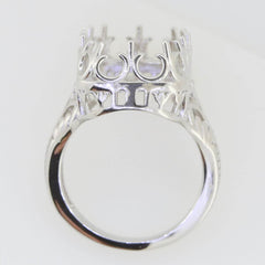 Sterling Silver Semi Mount Ring Setting Emerald OCT 18X12mm Art Deco Vintage Style - Syzjewelry