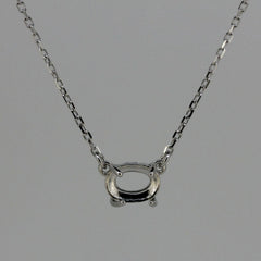 Sterling Silver Semi Mount Pendant Setting Oval OV 7x5mm Cab 18" Chain - Syzjewelry