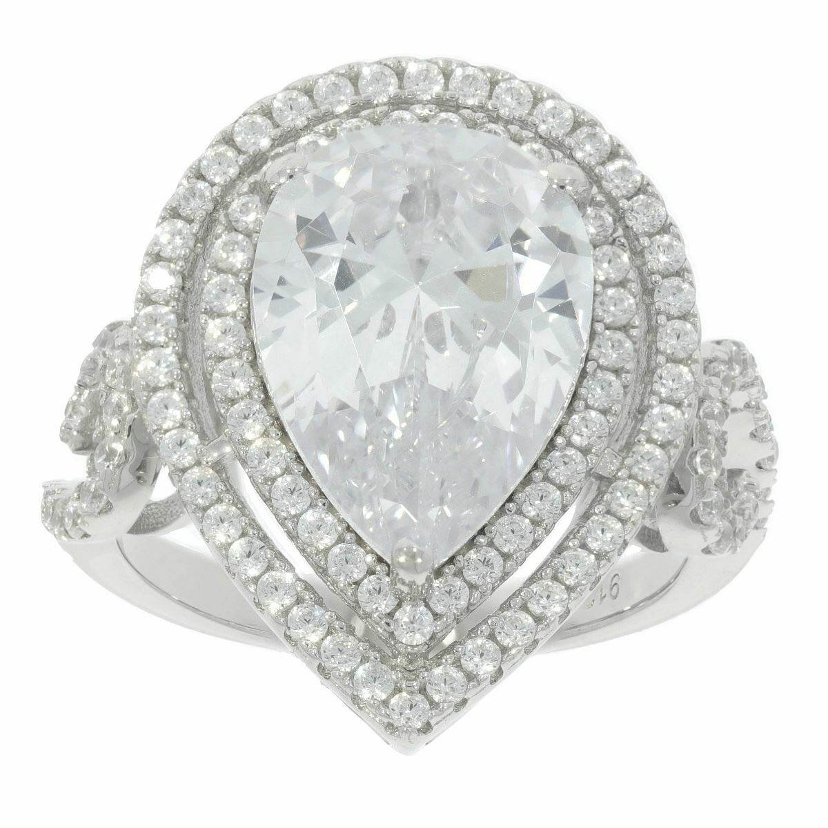 Sterling Silver Semi Mount Ring Setting PE 14X10mm Double Halo - Syzjewelry