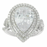 Sterling Silver Semi Mount Ring Setting PE 14X10mm Double Halo - Syzjewelry