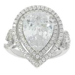 Sterling Silver Semi Mount Ring Setting PE 14X10mm Double Halo - Syzjewelry