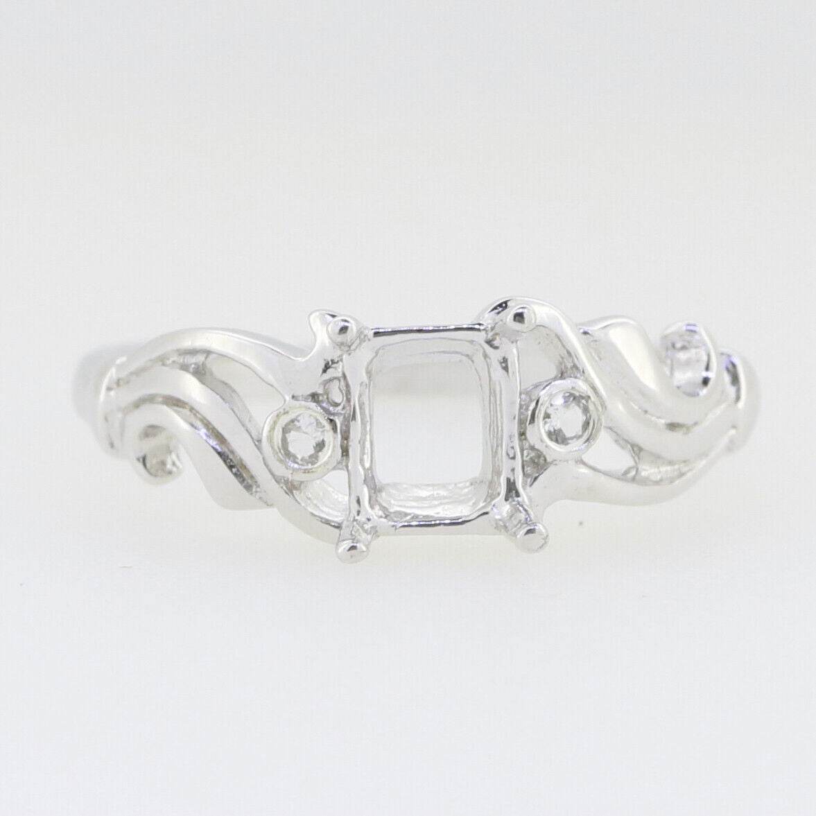Art Nouveau Style Sterling Silver Semi Mount Ring Setting OCT 7x5mm R171 - Syzjewelry