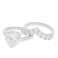 2 piece Set Sterling Silver Semi Mount Ring Setting Heart HT 10X10mm - Syzjewelry