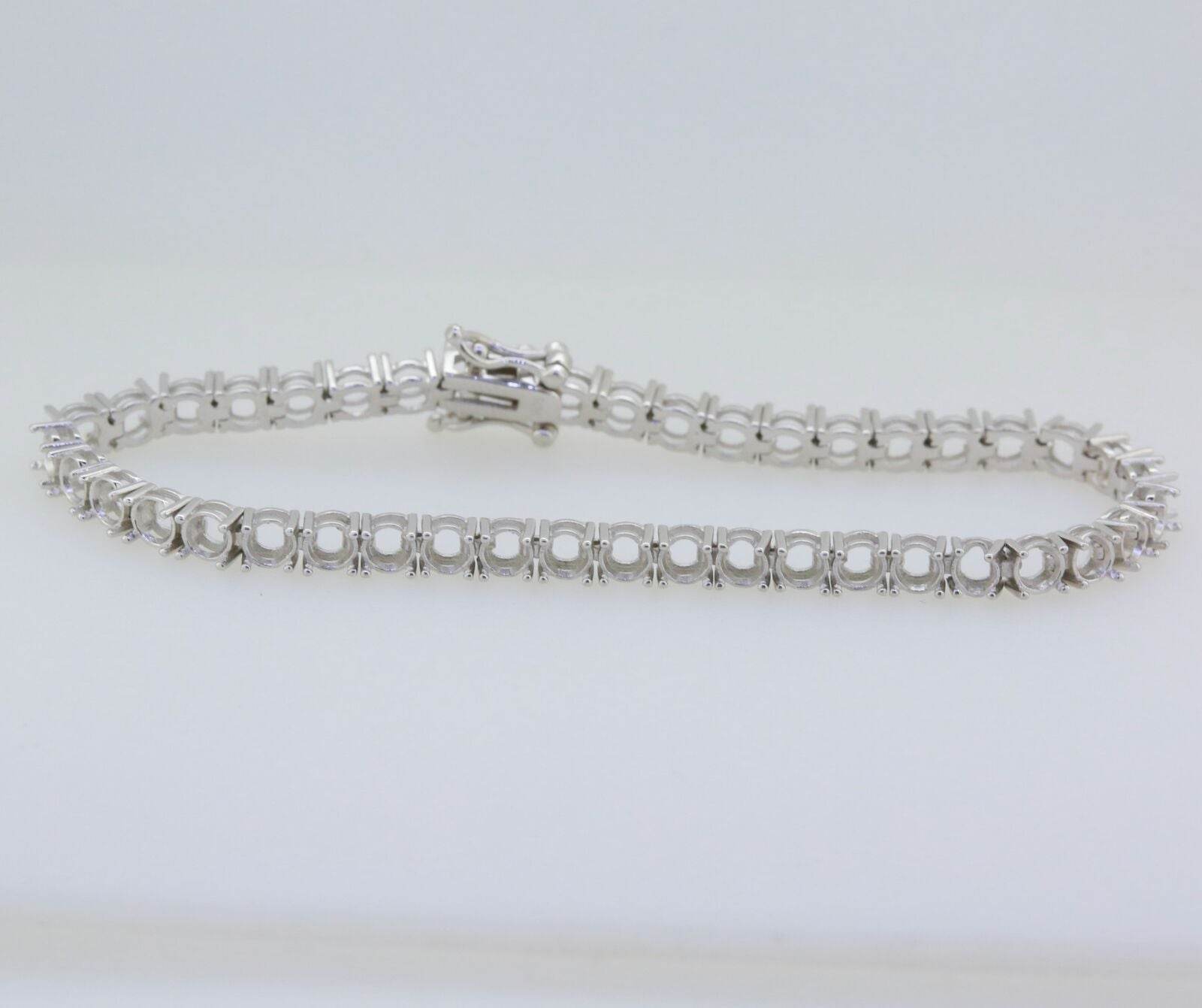 Sterling Silver Semi Mount Tennis Bracelet Setting Round RD 3x3mm - Syzjewelry
