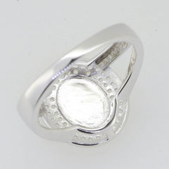 Sterling Silver Semi Mount Ring Setting Cab Oval OV 10X8mm Double Halo - Syzjewelry