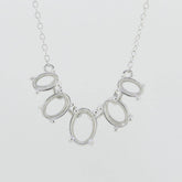 14K White Gold Semi Mount Pendant Setting Oval OV 8X6mm OV7x5mm OV 6x4mm - Syzjewelry