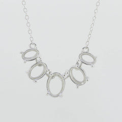 14K White Gold Semi Mount Pendant Setting Oval OV 8X6mm OV7x5mm OV 6x4mm - Syzjewelry