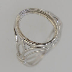 Art Nouveau Sterling Silver Semi Mount Ring Setting Oval OV 16x12mm Cab - Syzjewelry