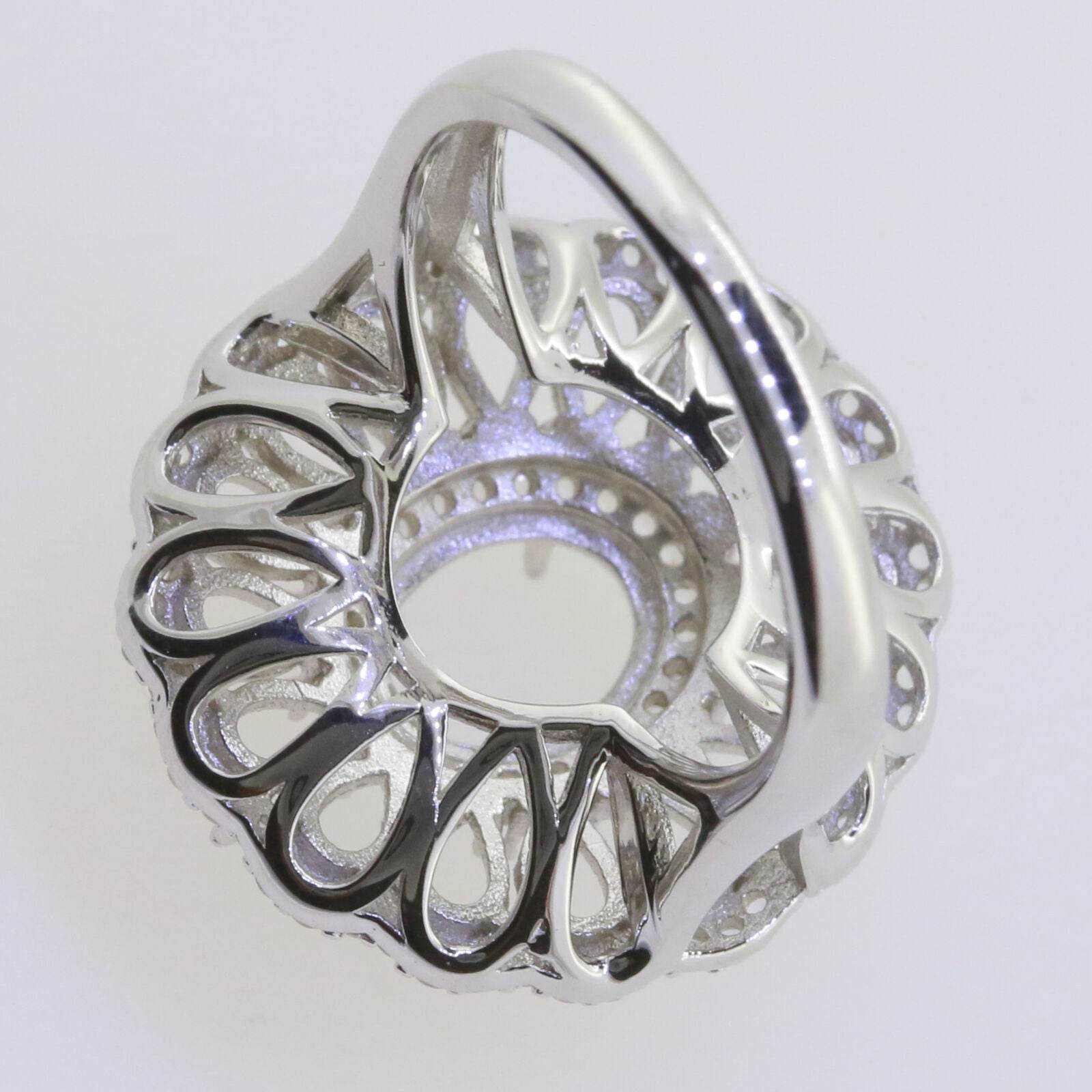 Sterling Silver Semi Mount Ring Setting Cabochon Oval OV 9X7mm Cluster Ring - Syzjewelry