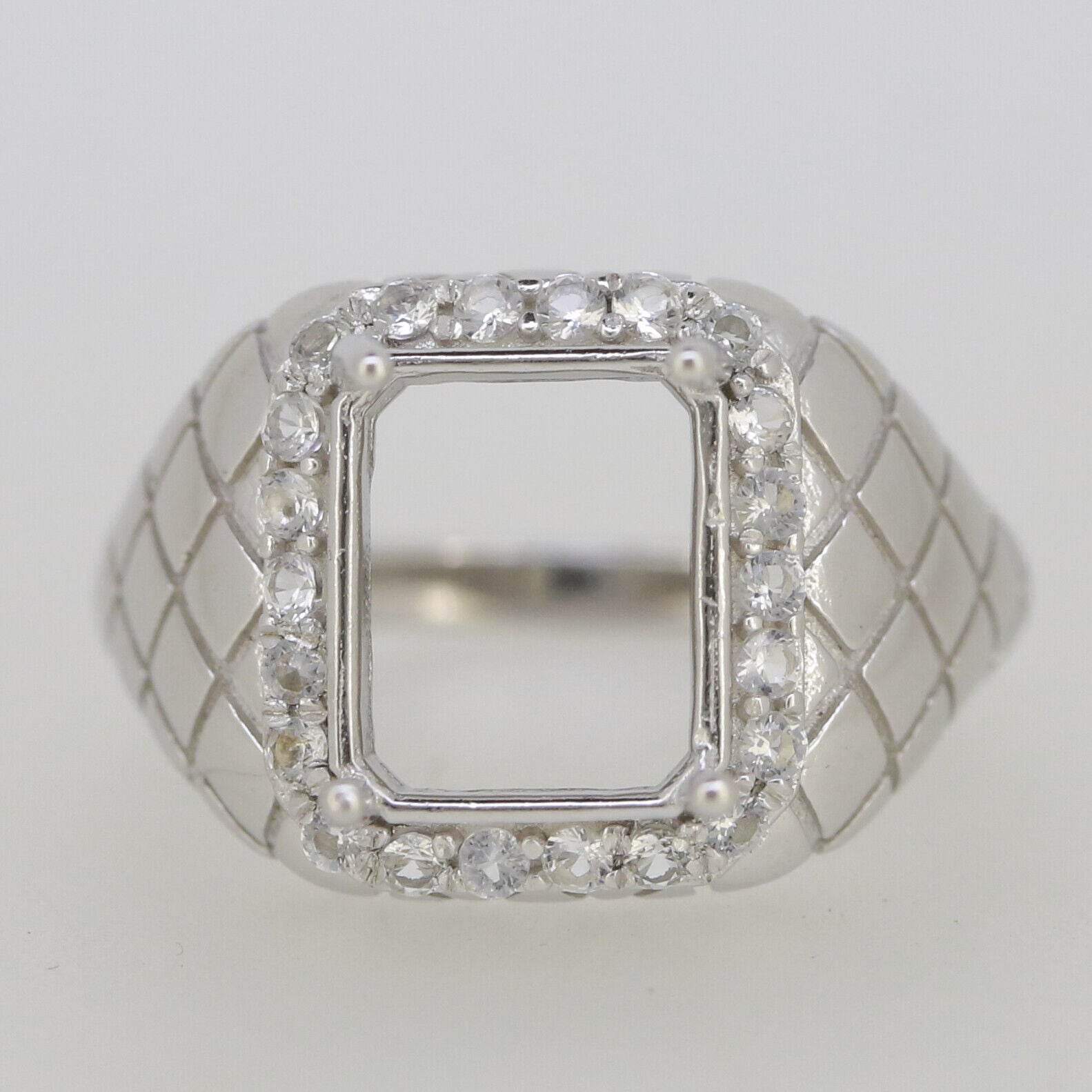 Men's Vintage Style Sterling Silver Semi Mount Ring Setting Emerald OCT 11x9mm - Syzjewelry