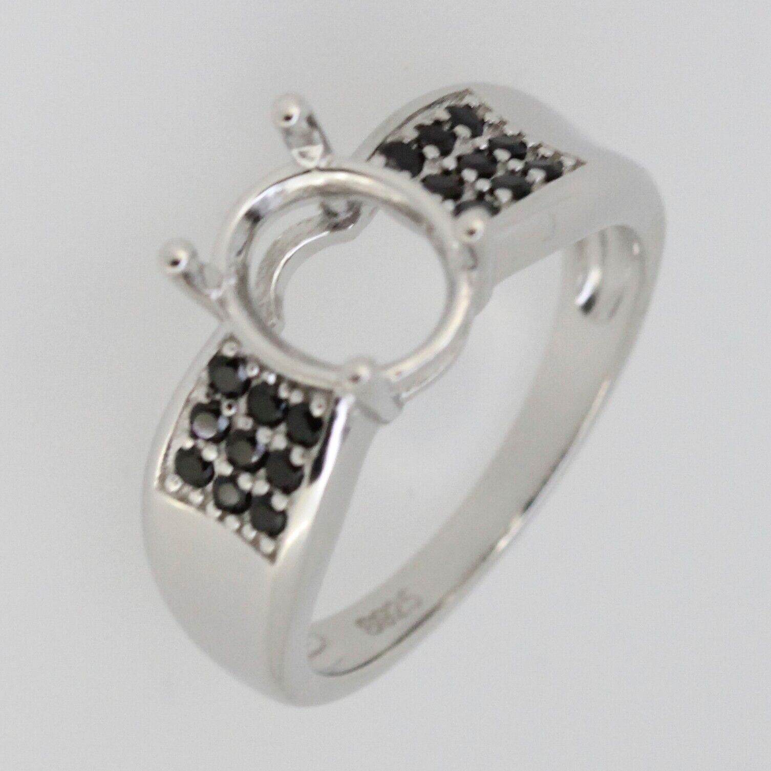 Sterling Silver Semi Mount Ring Setting Oval OV 10x8mm Black Spinel - Syzjewelry