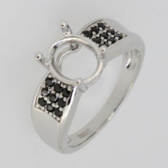 Sterling Silver Semi Mount Ring Setting Oval OV 10x8mm Black Spinel - Syzjewelry
