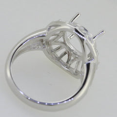 Sterling Silver Semi Mount Ring Setting Oval OV 11x9mm Vintage Repro White Topaz - Syzjewelry